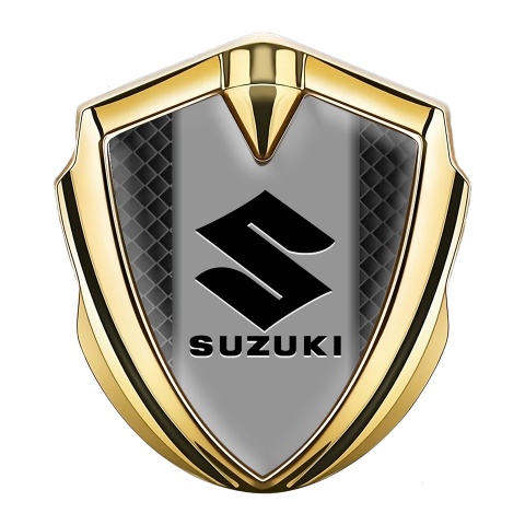 Suzuki Metal Domed Emblem Gold Dark Squares Black Logo Design
