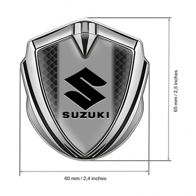 Suzuki Metal Domed Emblem Silver Dark Squares Black Logo Design