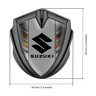 Suzuki Badge Self Adhesive Graphite Orange Stripes Black Logo Edition