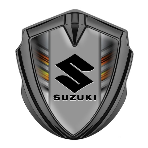 Suzuki Badge Self Adhesive Graphite Orange Stripes Black Logo Edition