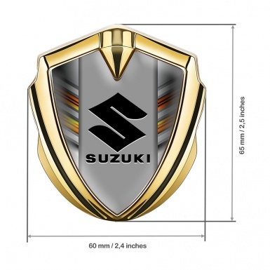 Suzuki Badge Self Adhesive Gold Orange Stripes Black Logo Edition