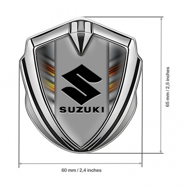 Suzuki Badge Self Adhesive Silver Orange Stripes Black Logo Edition