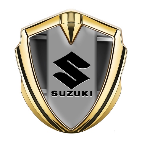 Suzuki Badge Self Adhesive Gold Grey Panel Black Logo Edition