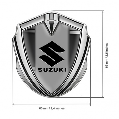 Suzuki Badge Self Adhesive Silver Grey Panel Black Logo Edition