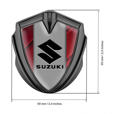 Suzuki Metal Emblem Self Adhesive Graphite Red Details Black Logo Design