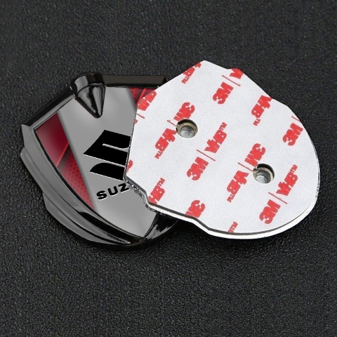 Suzuki Metal Emblem Self Adhesive Graphite Red Details Black Logo Design