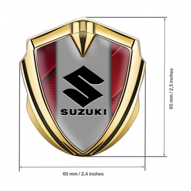 Suzuki Metal Emblem Self Adhesive Gold Red Details Black Logo Design