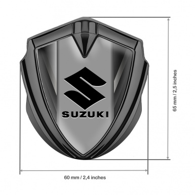 Suzuki Metal Emblem Self Adhesive Graphite Grey Strokes Black Logo Design