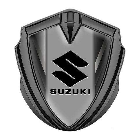 Suzuki Metal Emblem Self Adhesive Graphite Grey Strokes Black Logo Design