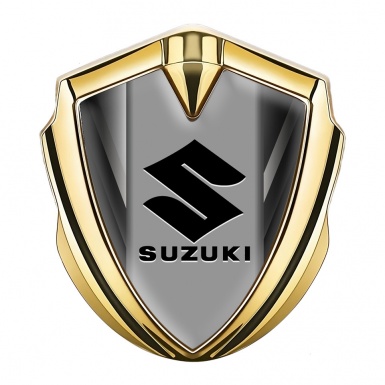 Suzuki Metal Emblem Self Adhesive Gold Grey Strokes Black Logo Design