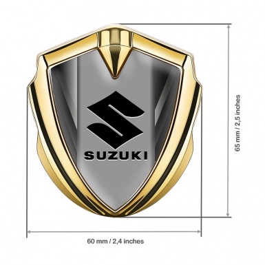 Suzuki Metal Emblem Self Adhesive Gold Grey Strokes Black Logo Design