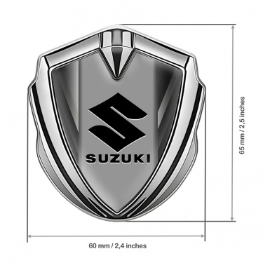 Suzuki Metal Emblem Self Adhesive Silver Grey Strokes Black Logo Design