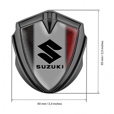 Suzuki Fender Emblem Badge Graphite Red Surface Black Logo Motif