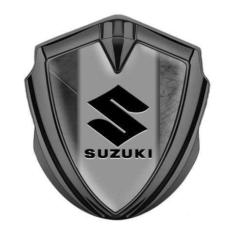 Suzuki Emblem Trunk Badge Graphite Scratched Texture Black Logo Motif