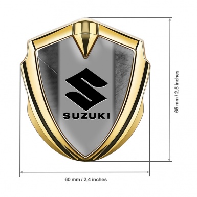 Suzuki Emblem Trunk Badge Gold Scratched Texture Black Logo Motif