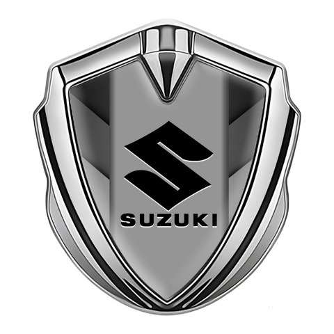 Suzuki Emblem Self Adhesive Silver Arrows Motif Black Logo Design