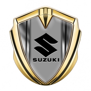 Suzuki Metal Emblem Badge Gold Steel Frame Black Logo Edition