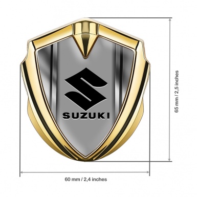 Suzuki Metal Emblem Badge Gold Steel Frame Black Logo Edition