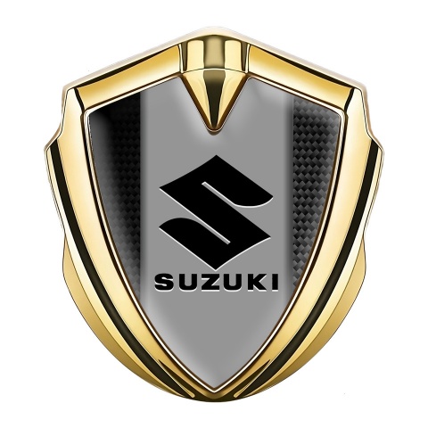 Suzuki Domed Emblem Badge Gold Carbon Frame Black Logo Edition