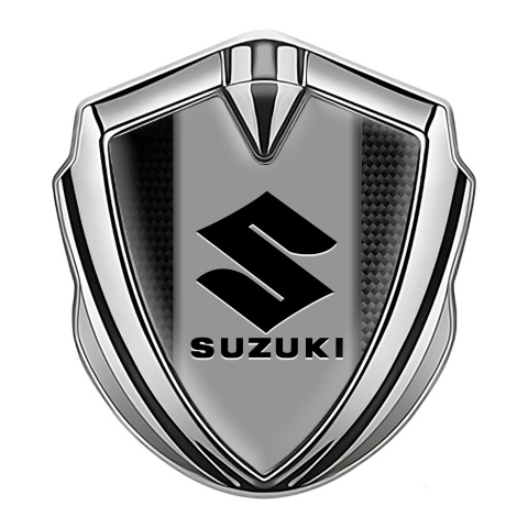Suzuki Domed Emblem Badge Silver Carbon Frame Black Logo Edition