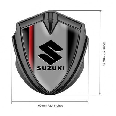 Suzuki Bodyside Domed Emblem Graphite Red Stripe Black Logo Edition