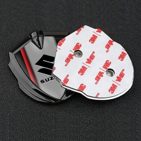 Suzuki Bodyside Domed Emblem Graphite Red Stripe Black Logo Edition