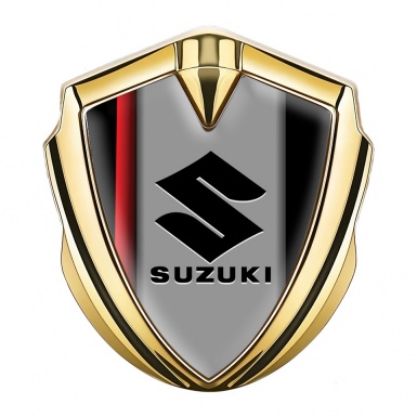 Suzuki Bodyside Domed Emblem Gold Red Stripe Black Logo Edition