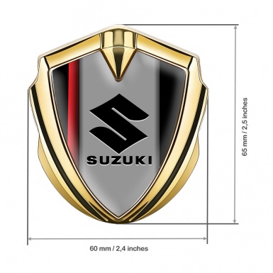 Suzuki Bodyside Domed Emblem Gold Red Stripe Black Logo Edition