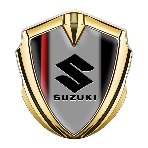 Suzuki Bodyside Domed Emblem Gold Red Stripe Black Logo Edition