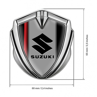 Suzuki Bodyside Domed Emblem Silver Red Stripe Black Logo Edition