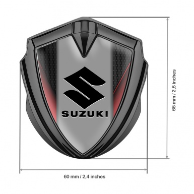 Suzuki Emblem Metal Badge Graphite Red Sides Black Logo Edition