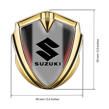 Suzuki Emblem Metal Badge Gold Red Sides Black Logo Edition