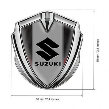 Suzuki Silicon Emblem Silver Ribbed Texture Black Logo Edition