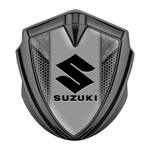 Suzuki Emblem Car Badge Graphite Honeycomb Pattern Black Logo Edition