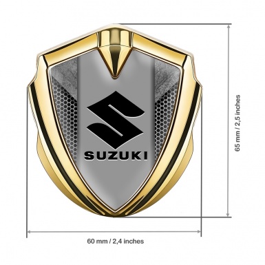 Suzuki Emblem Car Badge Gold Honeycomb Pattern Black Logo Edition