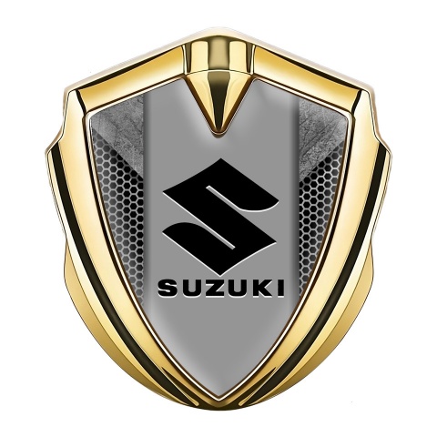 Suzuki Emblem Car Badge Gold Honeycomb Pattern Black Logo Edition