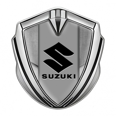 Suzuki Bodyside Emblem Self Adhesive Silver Stone Texture Black Logo