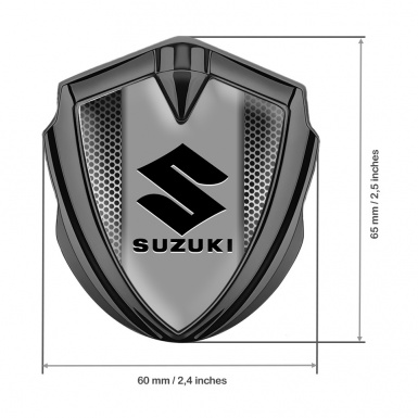 Suzuki Metal Domed Emblem Graphite Steel Grate Texture Black Logo