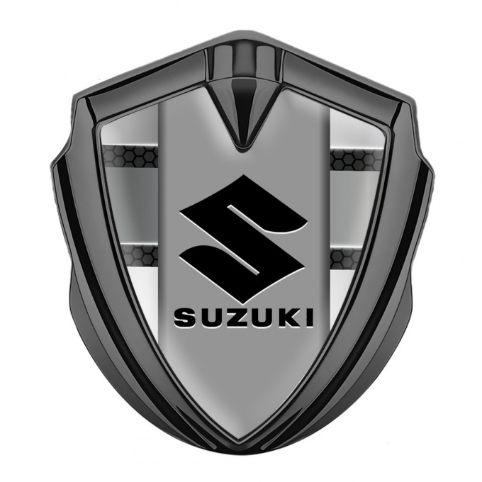 Suzuki Emblem Fender Badge Graphite Hex Element Black Logo Design