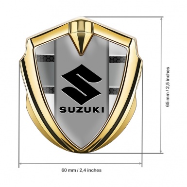 Suzuki Emblem Fender Badge Gold Hex Element Black Logo Design
