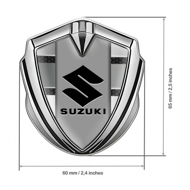 Suzuki Emblem Fender Badge Silver Hex Element Black Logo Design
