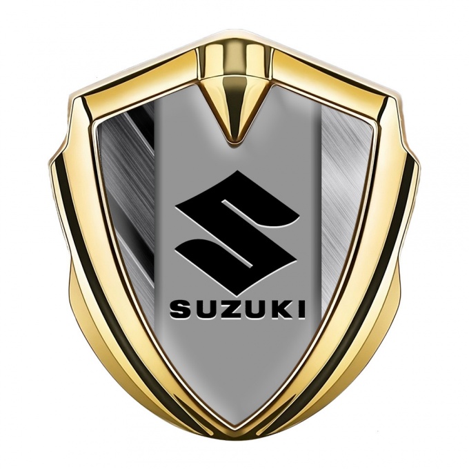 Suzuki Emblem Trunk Badge Gold Brushed Effect Black Logo Edition