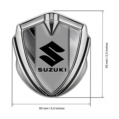 Suzuki Emblem Trunk Badge Silver Brushed Effect Black Logo Edition