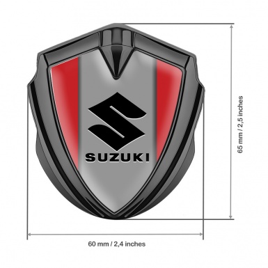 Suzuki Metal Emblem Badge Graphite Red Print Black Logo Design