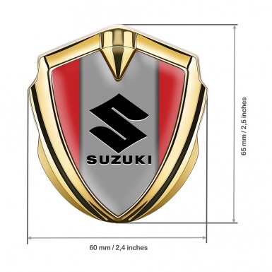 Suzuki Metal Emblem Badge Gold Red Print Black Logo Design