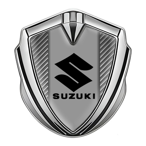 Suzuki Emblem Ornament Silver Light Carbon Fiber Black Logo Design