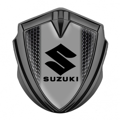 Suzuki Bodyside Domed Emblem Graphite Metallic Mesh Black Logo Design