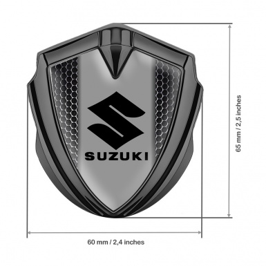 Suzuki Bodyside Domed Emblem Graphite Metallic Mesh Black Logo Design