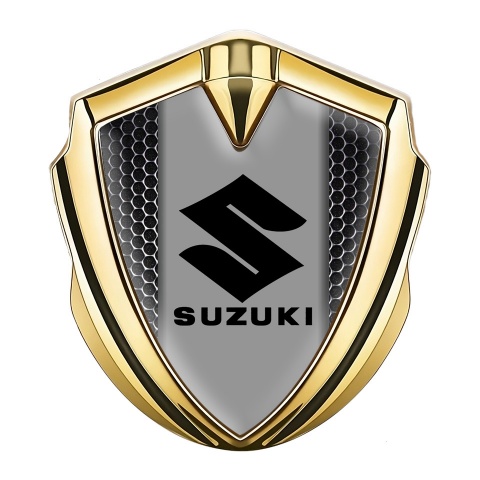 Suzuki Bodyside Domed Emblem Gold Metallic Mesh Black Logo Design