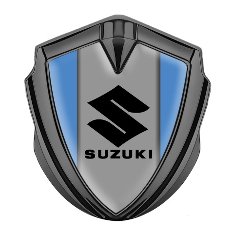 Suzuki Emblem Metal Badge Graphite Glacial Blue Black Logo Design